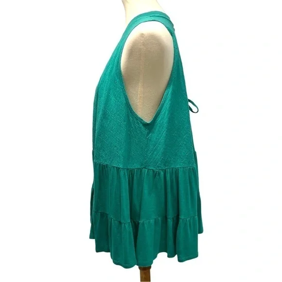 Free People Right On Time Vibrant Green Tiered Tunic Top Womens Small - Picture 9 of 15